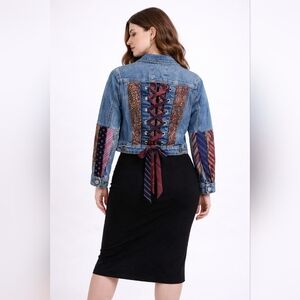 Upcycled Tie Denim Jacket Collection – 4 One-of-a-Kind Designs